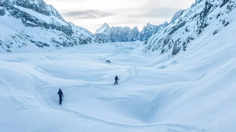 Splitboard / Skitouren auf dem Argentière-Gletscher, Chamonix, Französische Alpen, Frankreich